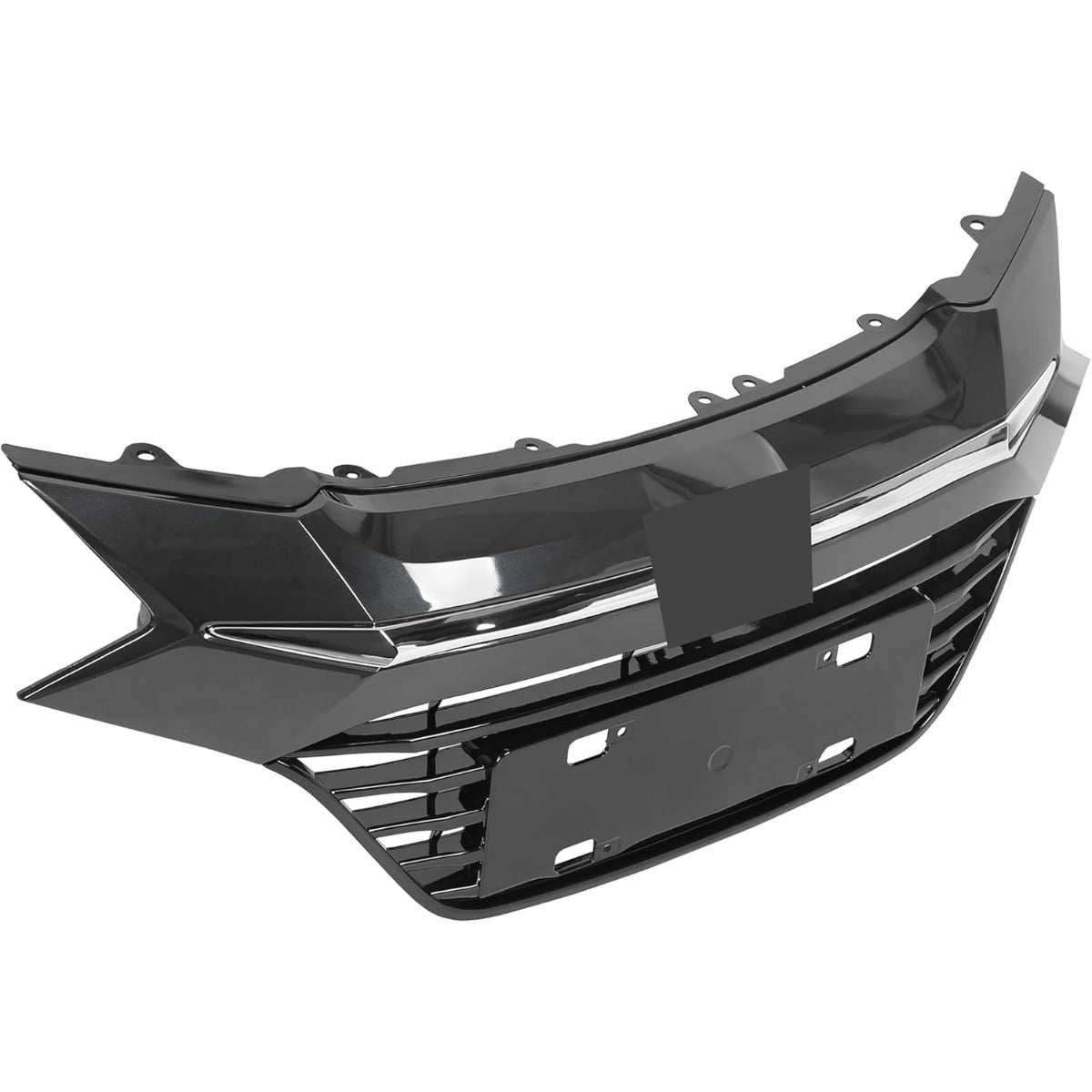 Front Upper Bumper Grille Compatible With 2016 2017 2018 Honda HRV HR-V Grill Assembly Chrome Glossy Black Replacement for 71121-T7W-A00