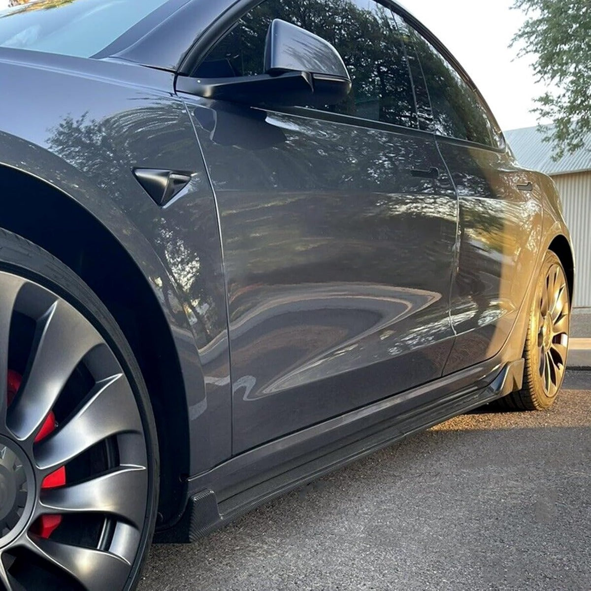 Side Skirt Extension Replacement 4Pcs Compatible with 2017-2023 Tesla Model 3 Carbon Fiber Printing Rocker Panels Guard Body Kit ABS Plastic Side Trim