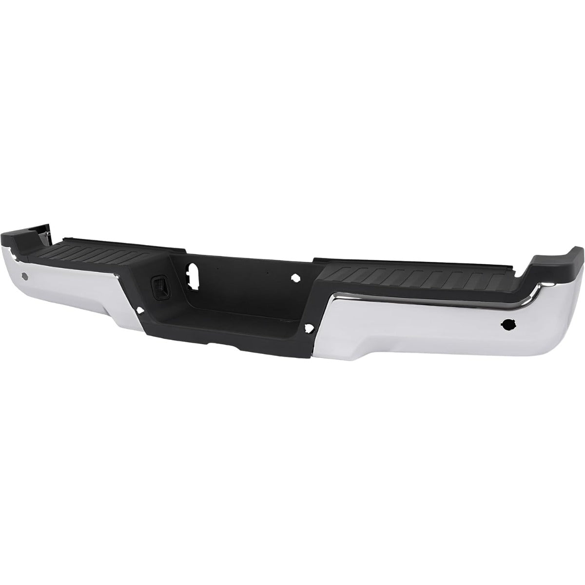 KUAFU Rear Step Bumper Assembly Compatible with 2017-2022 Ford F-250 F-350 Super Duty w/Park Assist Hole Replace for FO1102387 HC3Z17906KA Back Bumper Assembly Plastic+Steel Chrome Silvery+Black