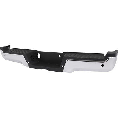 KUAFU Rear Step Bumper Assembly Compatible with 2017-2022 Ford F-250 F-350 Super Duty w/Park Assist Hole Replace for FO1102387 HC3Z17906KA Back Bumper Assembly Plastic+Steel Chrome Silvery+Black