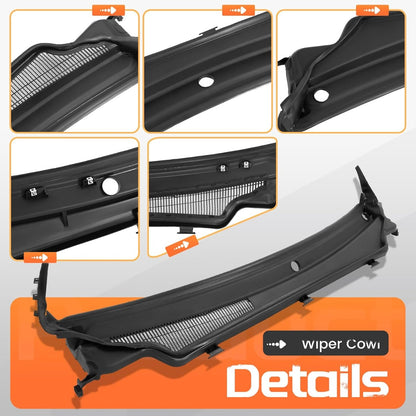 Windshield Wiper Cowl Panel Compatible with 2011-2015 Jeep Grand Cherokee, Air Inlet Window Cover Cowl Top Panel 55079197AH CH1271101 Black Plastic PP