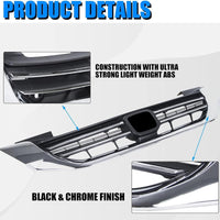Load image into Gallery viewer, Front Bumper Hood Grille Grill Compatible with 2013-2015 Honda Accord 4D Replacement for 71121T2FA01 HO1200214 Black &amp; Chrome (4 Door Sedans ONLY) KX-014
