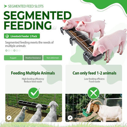 37.63In Goat Feeder, 2.5 Gallon Livestock Feeding Rack, Divided and