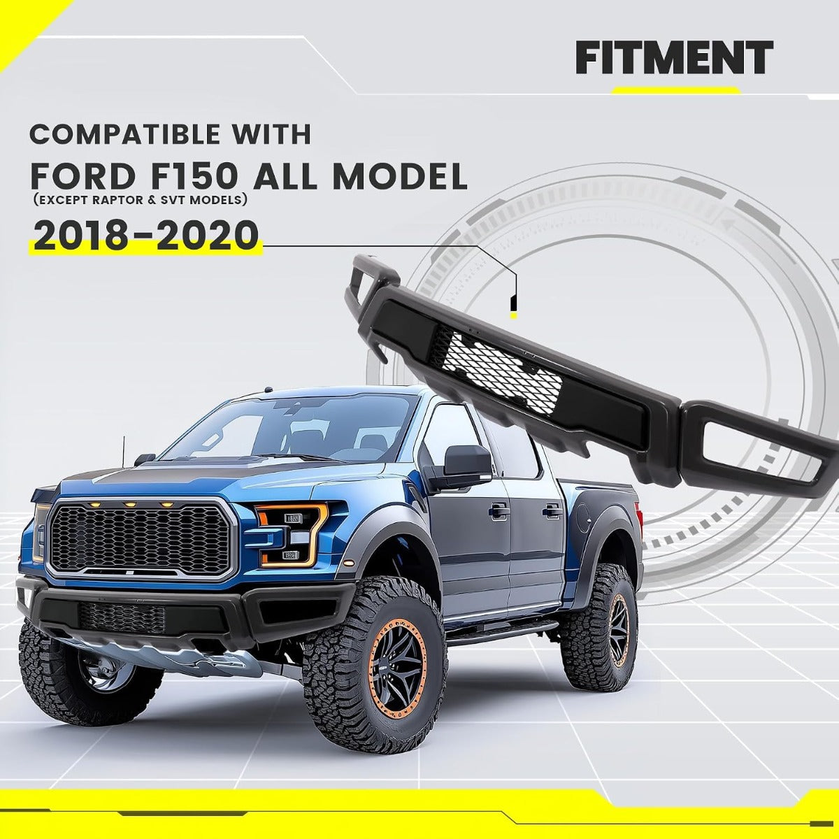 KUAFU Bumper Assembly W/Fog Light Holes Compatible with F150 Raptor Style