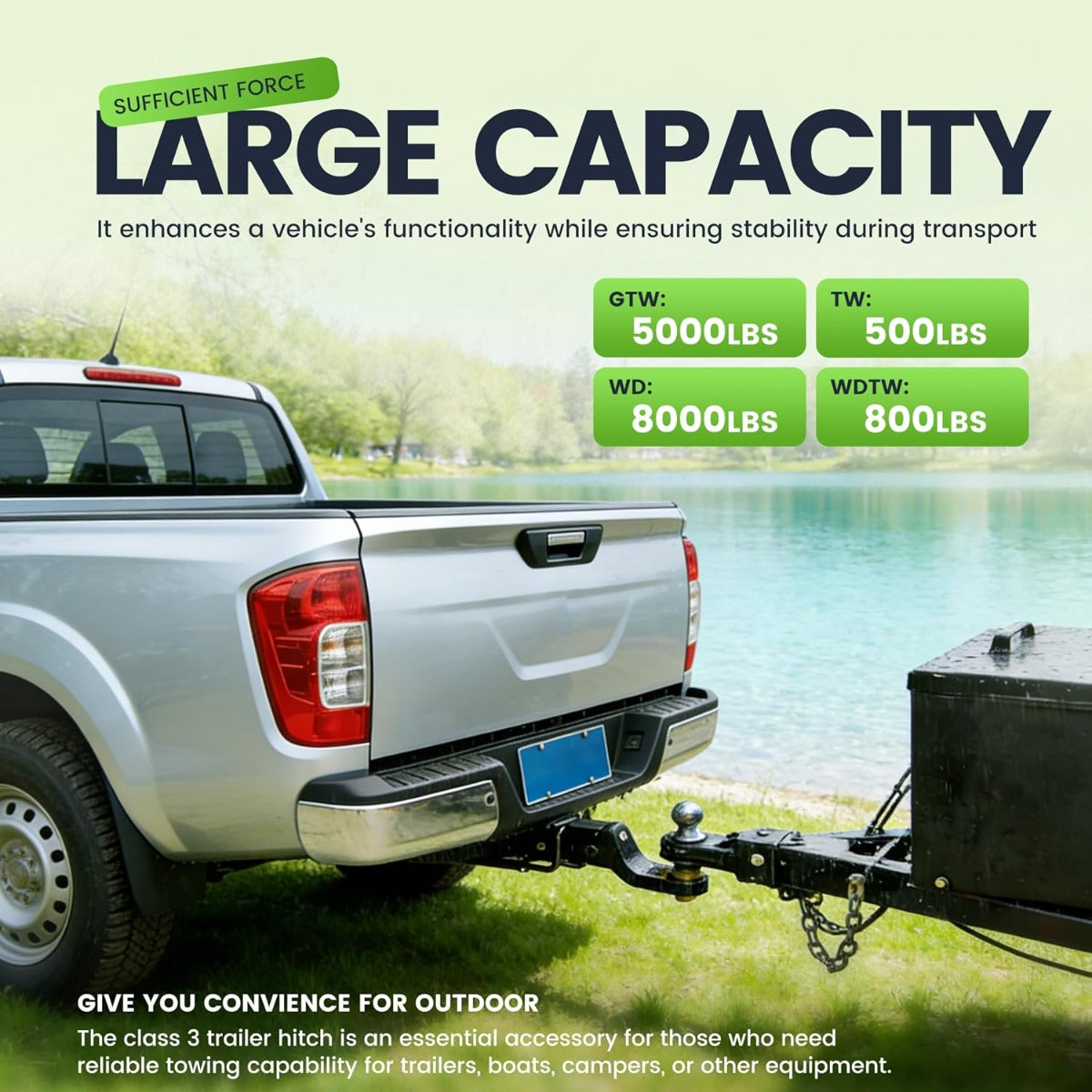 HECASA Class 3 Trailer Hitch Compatible with 2005-2024 Suzuki Equator