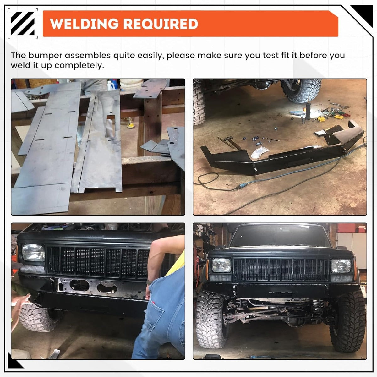 DIY Front Bumper Bare Metal Kit Compatible With 1984-2001 Jeep Cherokee XJ Winch Mount Plate LYAM-260