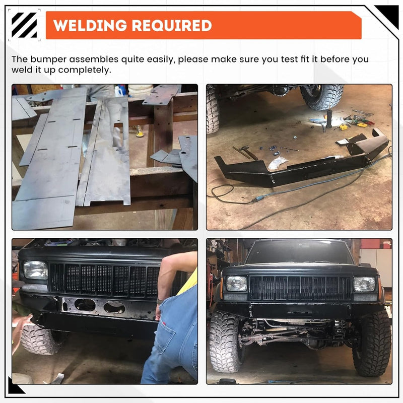 DIY Front Bumper Bare Metal Kit Compatible With 1984-2001 Jeep Cherokee XJ Winch Mount Plate LYAM-260