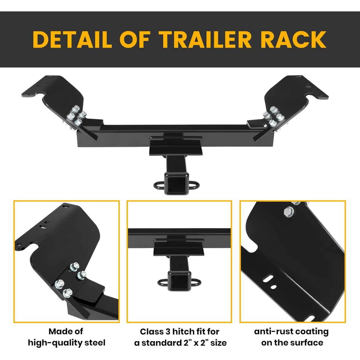 Class 3 Trailer Hitch Compatible with 2018-2024 Chevy Chevrolet Equinox GMC Terrain 2 Inch Towing Hitch Receiver