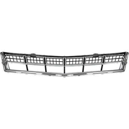 Front Bumper Upper & Lower Grille Kit Compatible with 2013-2016 Cadillac SRX Plastic Chrome Silvery Black Replacement for 22738992+22739004