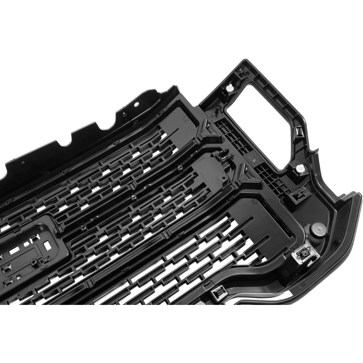 ALMULOO Grill Compatible with 2020-2023 GMC Sierra 2500HD 3500HD Denali w/Camera Hole Front Bumper Grille Plastic (ABS) Gloss Black Replacement for 84656390