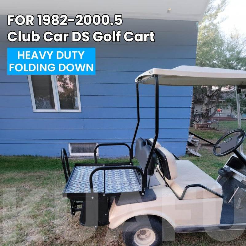 KUAFU Black Rear Flip Back Seat Compatible with 1982-2000.5 Club Car DS Model Golf Cart 1102 LBS Weight Capacity Heavy Duty Steel Frame Flip Folding Rear Back Seat Kit LYA-100