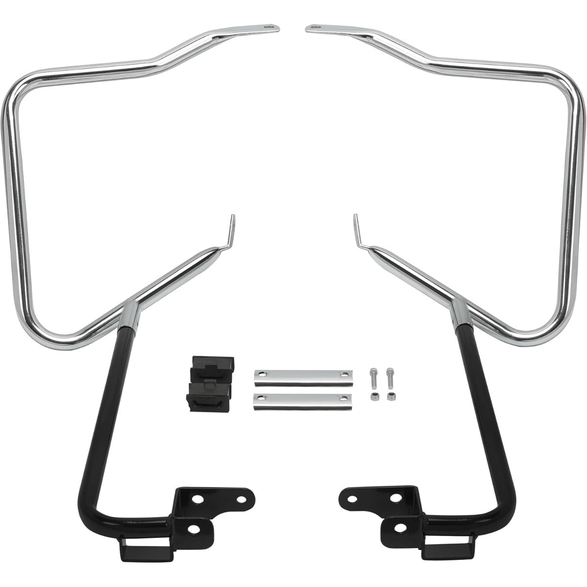 ECOTRIC Saddlebag Bracket Guard Bars Compatible with 2014-2024 Harley Davidson Touring Street Road Glide FLH Saddle Bags Guard Support Bar Mount Chrome & Black