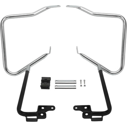 ECOTRIC Saddlebag Bracket Guard Bars Compatible with 2014-2024 Harley Davidson Touring Street Road Glide FLH Saddle Bags Guard Support Bar Mount Chrome & Black