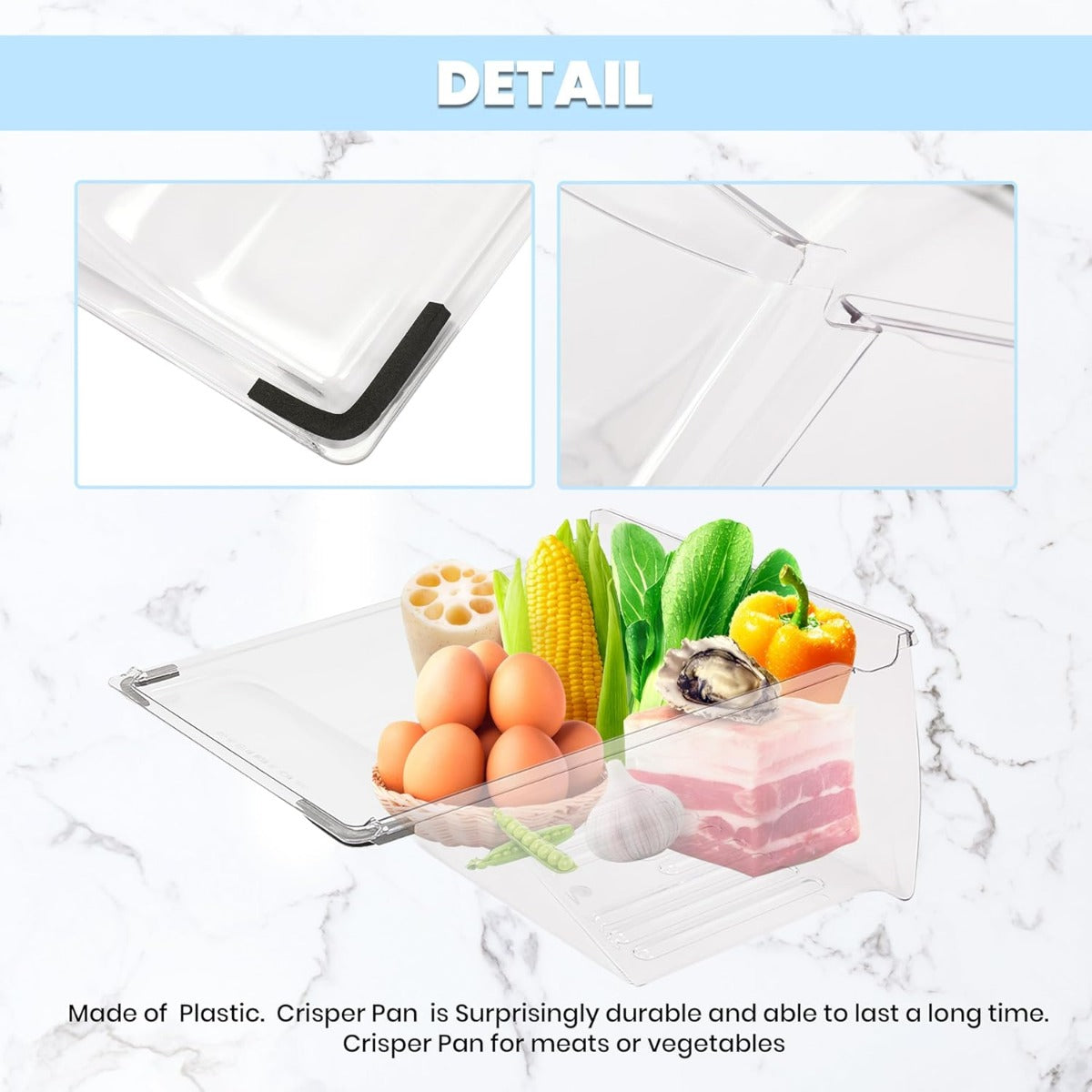 2 Pack 240337103 Refrigerator Crisper Drawer Compatible with Kenmore Frigidaire Fridge Drawer Refrigerator Pan Shelf 240337102 240337105 240337107 240337108 240337109 Replacement Only LYOP-048X2