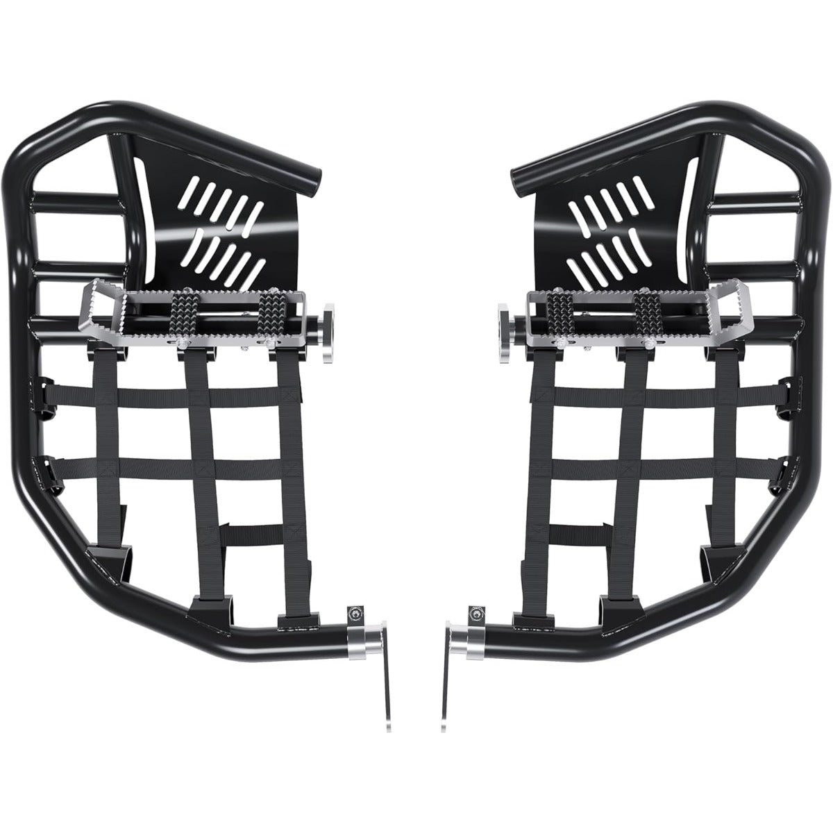 Nerf Bars Foot Pegs Compatible with All Years Honda 400EX 400X (Silvery Nerfs & Black Nets)