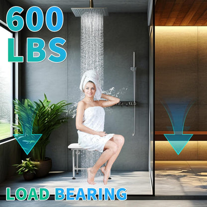 26 Inches x14.5 Inches Folding Shower Seat Wall Mount W/304 Stainless Legs, Adjustable Height Fold Down Bench for Bathroom, Wall Mounted Shower Stool Chair for Elderly Seniors Pregnant Disabled 600LBS LYOM-289