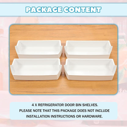 Kojem 2187172 Replacement Refrigerator Door Bin Shelf Compatible with Most Roper, Kitchenaid, Kirkland and Whirlpool models Refrigerator Door Bin White - 4 PCS