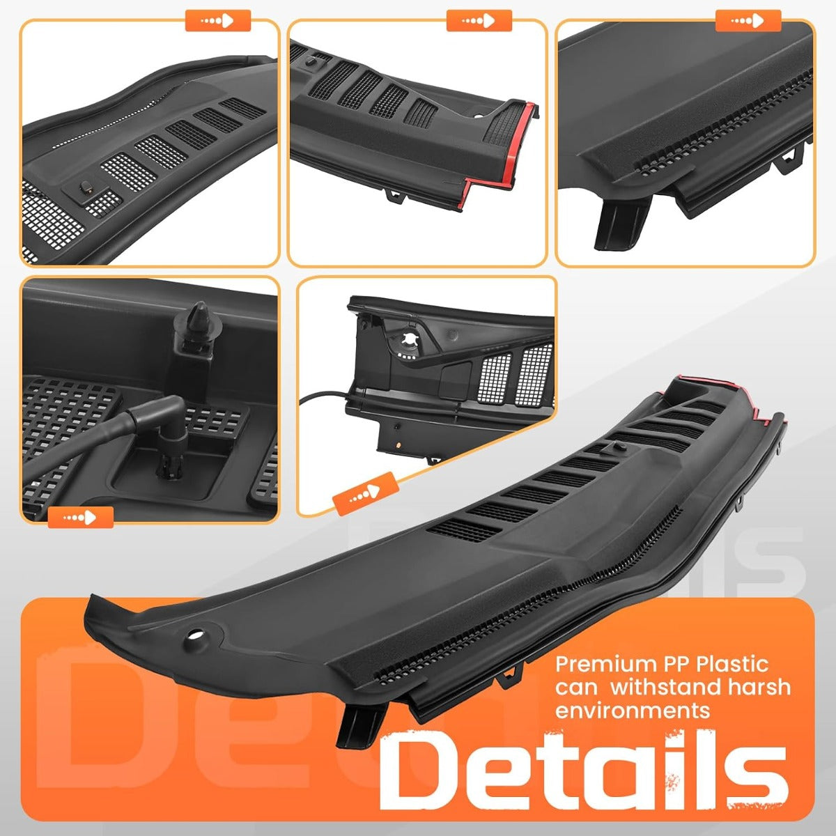 Windshield Wiper Cowl Panel Grille Compatible with 2017-2022 Ford F-250 F-350 F-450 F-550 Super Duty Replacement for HC3Z-25022A68-AA HC3Z-25022A68-AB Front Window Cover Insert Panel Right