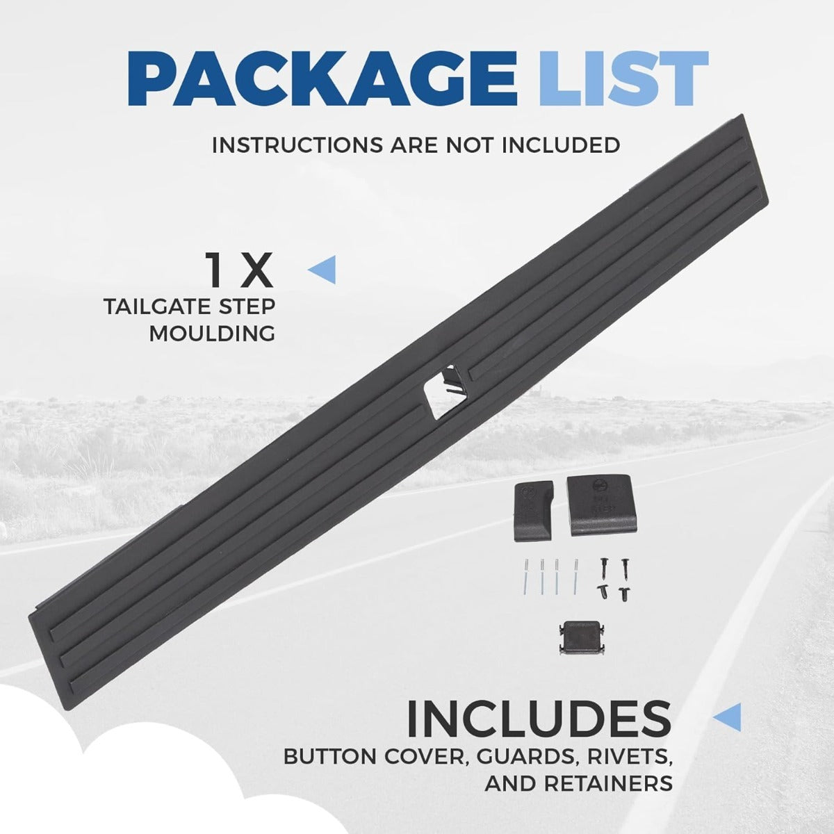 Center Tailgate Molding Trim Compatible with 2015-2020 Ford F150 F-150 Replacement for FL3Z9940602B FO1904135 Flexible Flex Step Cap Top Trim Protector Cover w/Release Button