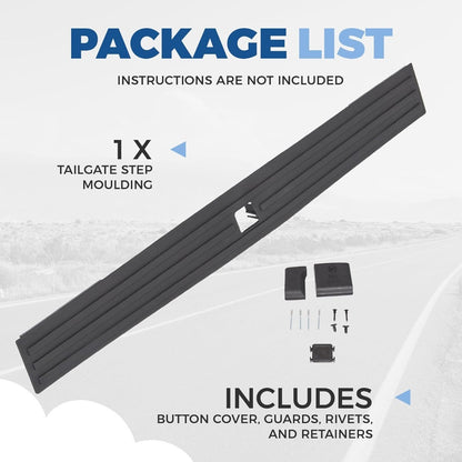 Center Tailgate Molding Trim Compatible with 2015-2020 Ford F150 F-150 Replacement for FL3Z9940602B FO1904135 Flexible Flex Step Cap Top Trim Protector Cover w/Release Button
