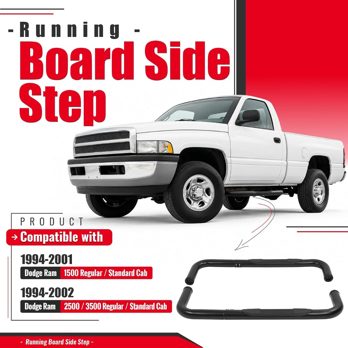 Running Board Step Compatible with 1994-2002 Ram 1500/2500/3500