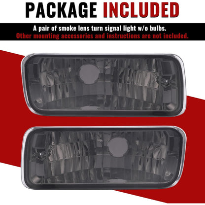 HECASA Pair Turn Signal Lights Compatible with 1985-1992 Chevy Chevrolet Camaro Replacement for GM2520165 GM2521165 Turn Signal Lamp Driver&Passenger Side - Smoke Lens