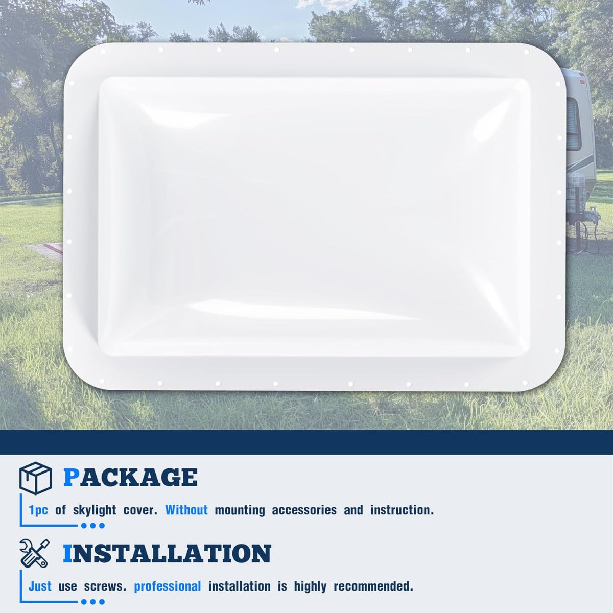 18 Inches x 26 Inches RV Skylight Replacement Cover Compatible with RV Camper Food Truck Motorhome Roof Sunroof Fit Outer Dome Cover 14 Inches x 22 Inches RV Shower Skylight Openings Roof Vent Cover White LYAP-737-1
