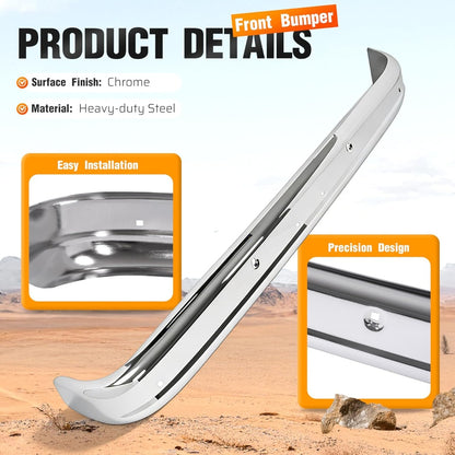 ALMULOO Front Bumper Cover Compatible with 1963-1966 Chevy C10/C20/C30/K10/K20 GMC 1000/1500/2500 Replace for 0848012CA Bumper Face Bar Steel Chrome Silvery