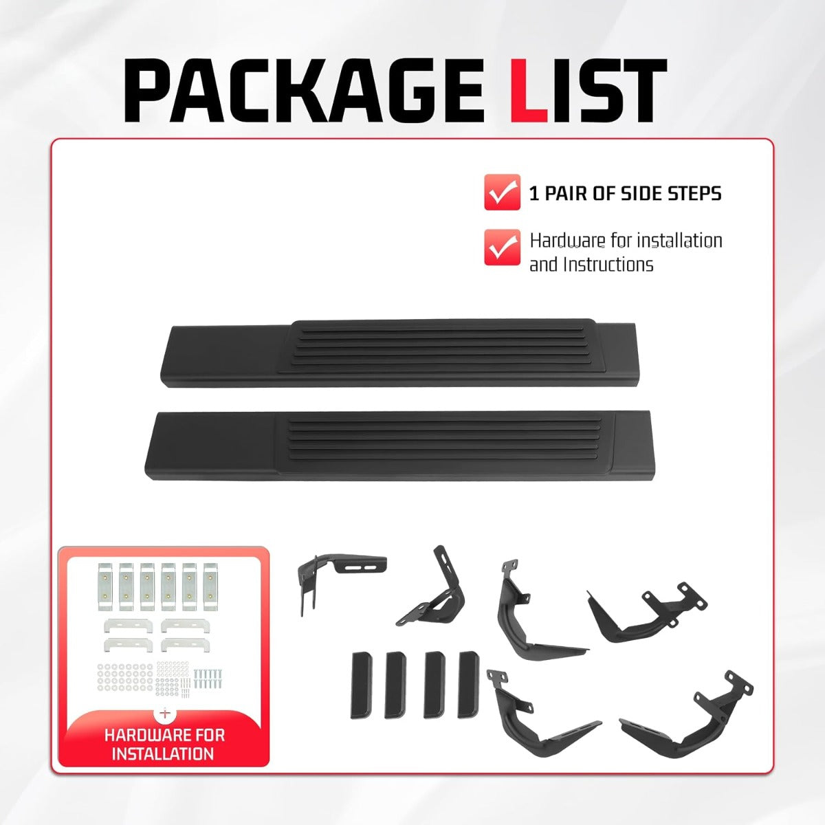 ALMULOO Pair Regular Running Boards Compatible with 2015-2026 Ford F-150 Regular Cab Running Boards Step Nerf Bars Steel+Plastic Powder Coated+Textured Black Left + Right Side