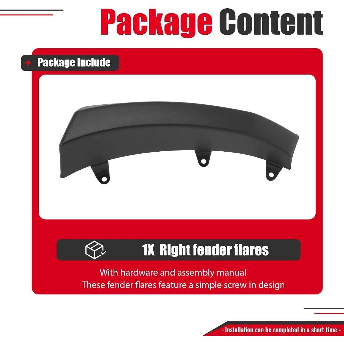 Right Fender Flare Set Compatible with 2011-2018 Ram 4500 5500 | Wheel Arch Cover Protector Set Plastic(PP) Textured Black Passenger Side