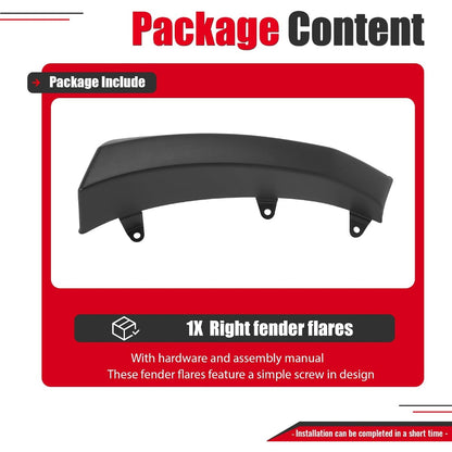 Right Fender Flare Set Compatible with 2011-2018 Ram 4500 5500 | Wheel Arch Cover Protector Set Plastic(PP) Textured Black Passenger Side