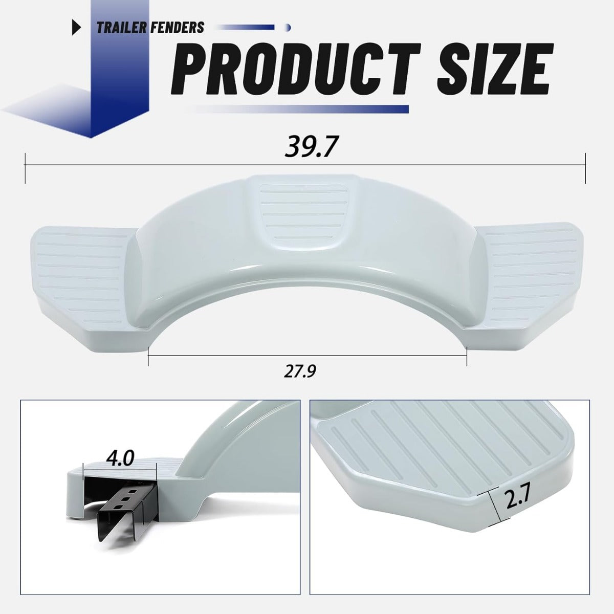 ?Set of 2 Single Axle Trailer Fenders 13 Inches Wheels Tire Skirt Boat (Gray) LYAP-274S-3