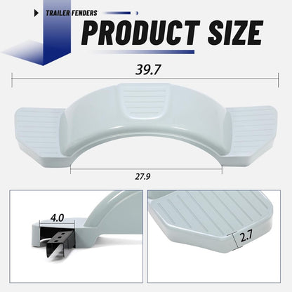 ?Set of 2 Single Axle Trailer Fenders 13 Inches Wheels Tire Skirt Boat (Gray) LYAP-274S-3