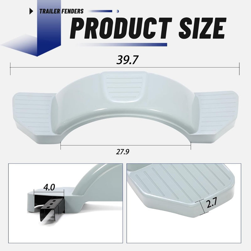 ‎Set of 2 Single Axle Trailer Fenders 13" Wheels Tire Skirt Boat (Gray) LYAP-274S-3