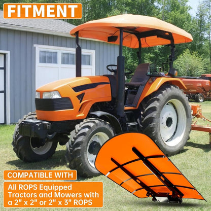 Orange Tractor Canopy Compatible with All ROPS 48-3/8 Inches X 48-3/8 Inches Equipped Tractors and Mowers with a 2 Inches x 2 Inches or 2 Inches x 3 Inches ROPS (Will Add About 4 Inches to The Height of The Tractor) LYJD-031S-2