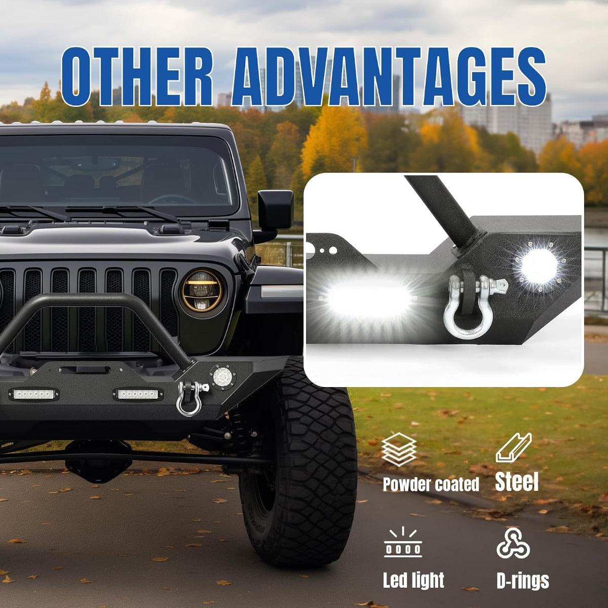 KUAFU Bumper Compatible with Wrangler JK Unlimited JL Gladiator JT