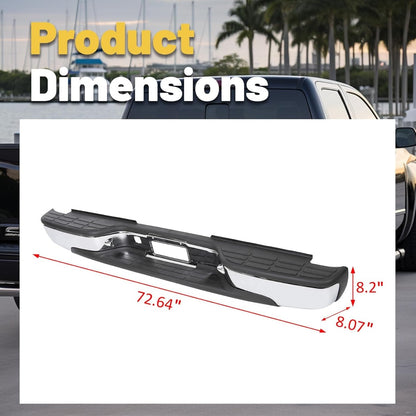 Rear Step Bumper for 1999-2007 Chevy Silverado & GMC Sierra 2500HD 3500HD w/ License Plate Lights LYAM-285S