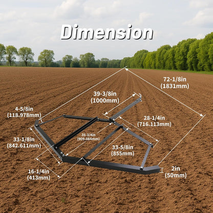 Drag Harrow, 72 Inches Width Heavy Duty Compatible with ATV UTV and Garden Tractor Tow Behind Landscape Drag Driveway Grader with Adjustable Pin-Style Hitch