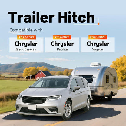 Class 3 Trailer Hitch, 2 Inch Receiver Compatible with 2022-2025 Chrysler Grand Caravan 2017-2025 Chrysler Pacifica 2020-2025 Voyager Trailer Hitch Receiver