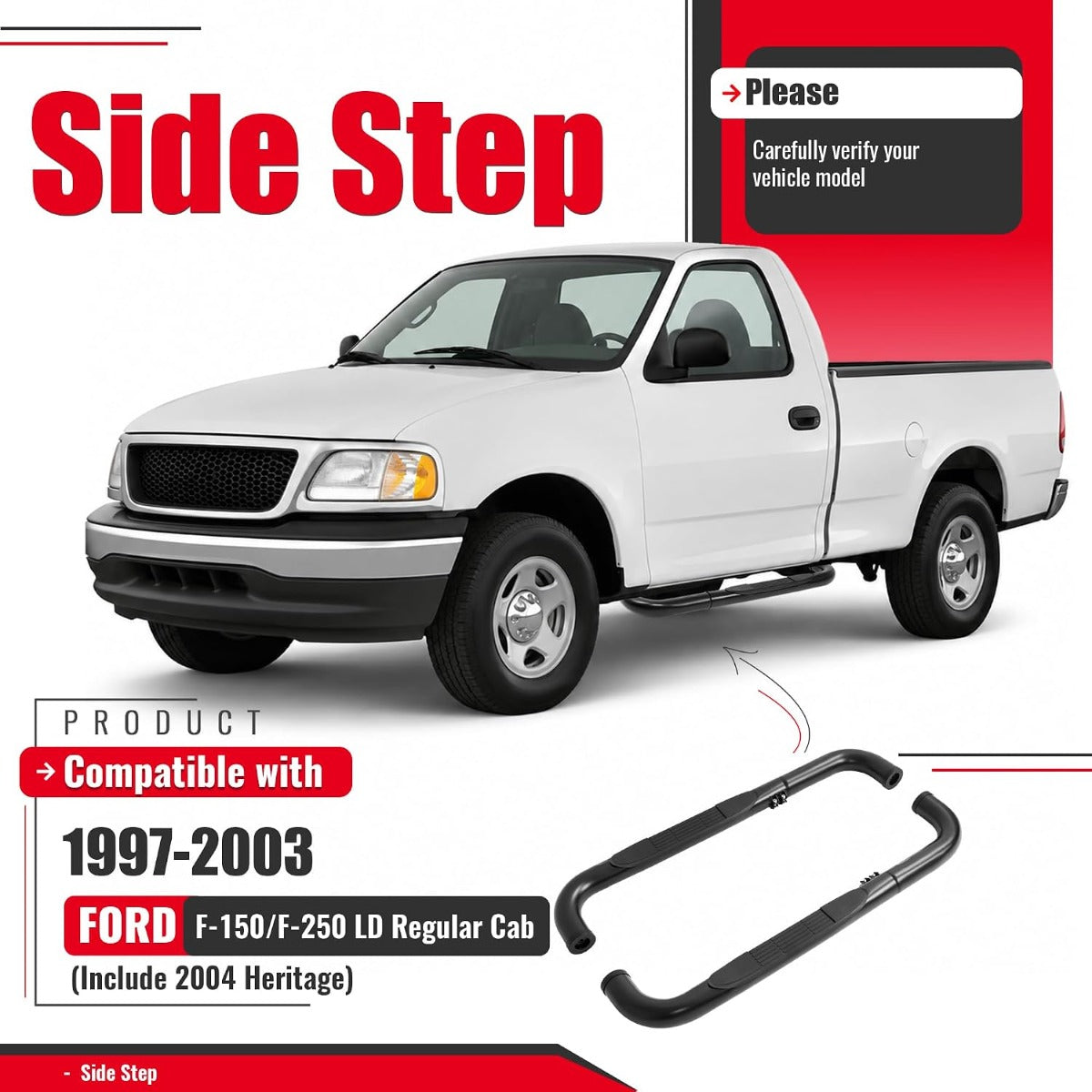 Running Board Step Compatible with 97-03 F-150/F-250 LD Regular Cab