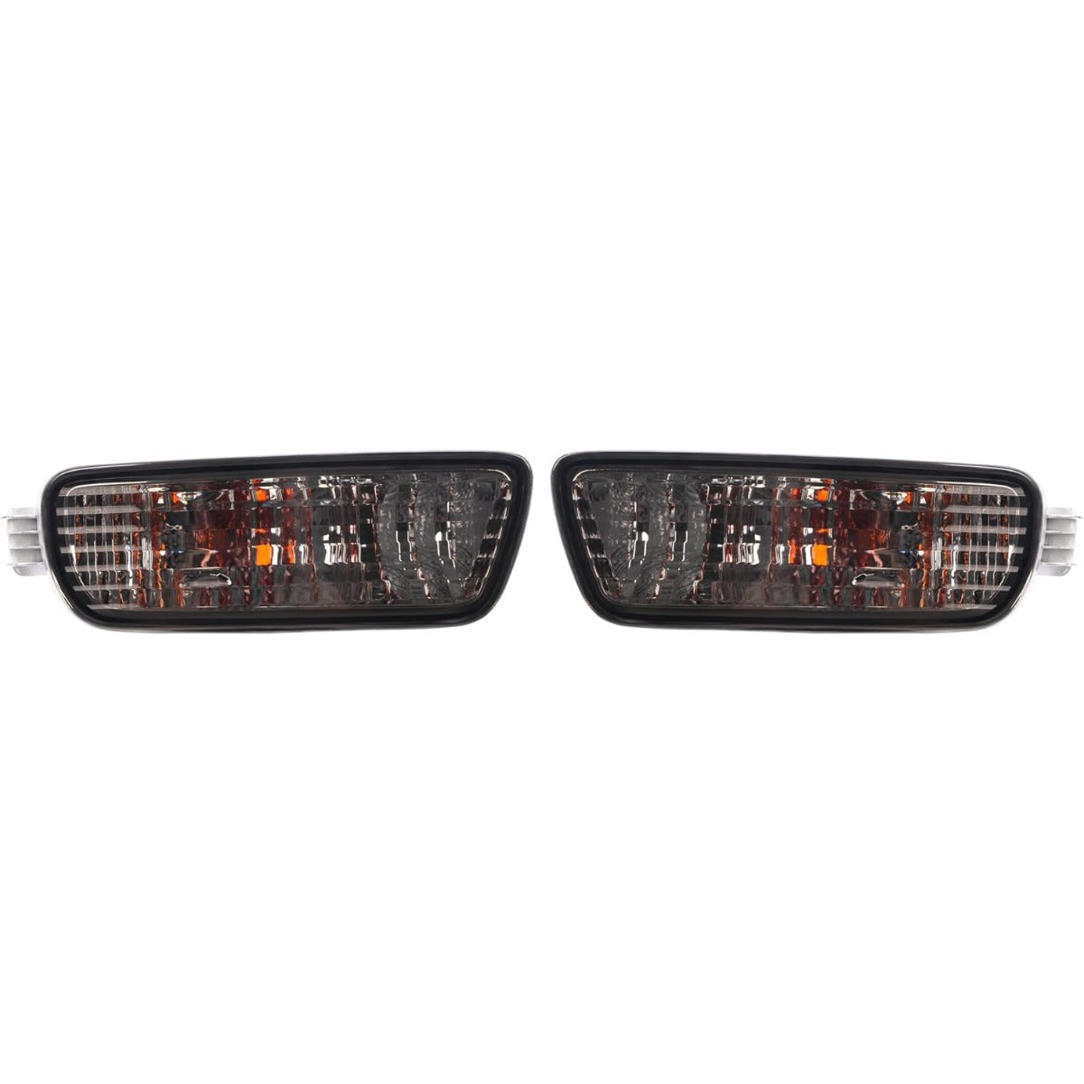 HECASA Pair Turn Signal Light w/Bulbs Compatible with 2001-2004 Toyota Tacoma Front Bumper Turn Signal Lamp Smoke Lens Left Right Side Replacement for TO2531140 TO2530140