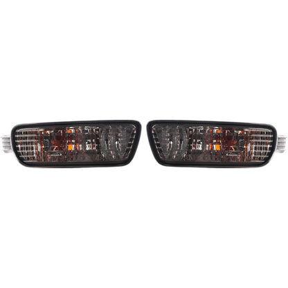 HECASA Pair Turn Signal Light w/Bulbs Compatible with 2001-2004 Toyota Tacoma Front Bumper Turn Signal Lamp Smoke Lens Left Right Side Replacement for TO2531140 TO2530140