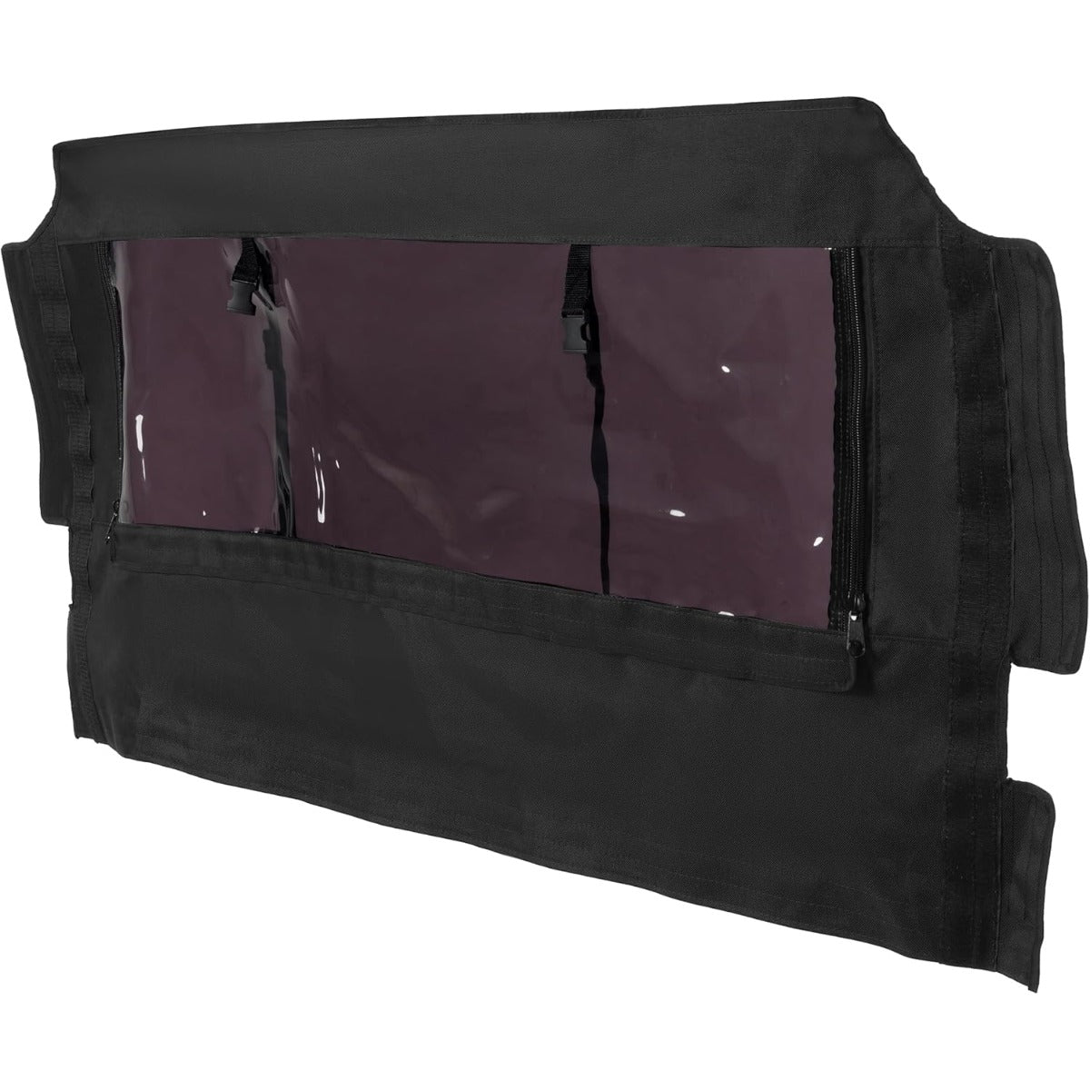 UTV Upper Half Soft Door+Soft Top+Rear Window W/Zipper Compatible with Kawasaki Mule Pro FXT Cab Enclosure Black+Tinted Plastic