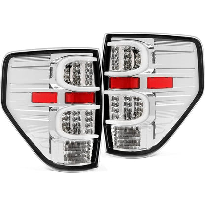 HECASA LED Rear Tail Light Compatible with 2009-2014 Ford F150 LED Tube Bar LH&RH Clear Lens lamp Plastic Running/Brake/Reverse Light Turn Signal Replacement for FO2818143