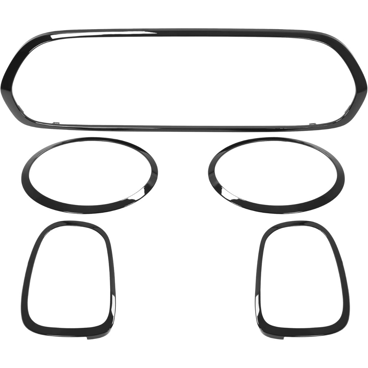 HECASA Head & Tail Light Bezel & Grille Molding Compatible with 2014-2024 Mini Cooper S F55 F56 F57 Models Front Headlamp Tail Lamp Grill Surround Trim Driver & Passenger Side Plastic(ABS)
