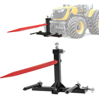 Load image into Gallery viewer, 3 Point 47&quot; Hay Spear Gooseneck Drawbar Trailer Hitch Fit for All Category 1 Tractors 3000lbs W/ 2 Stabilizers Ball Hay Quick Hitch Attachment Black Steel Powder Coated
