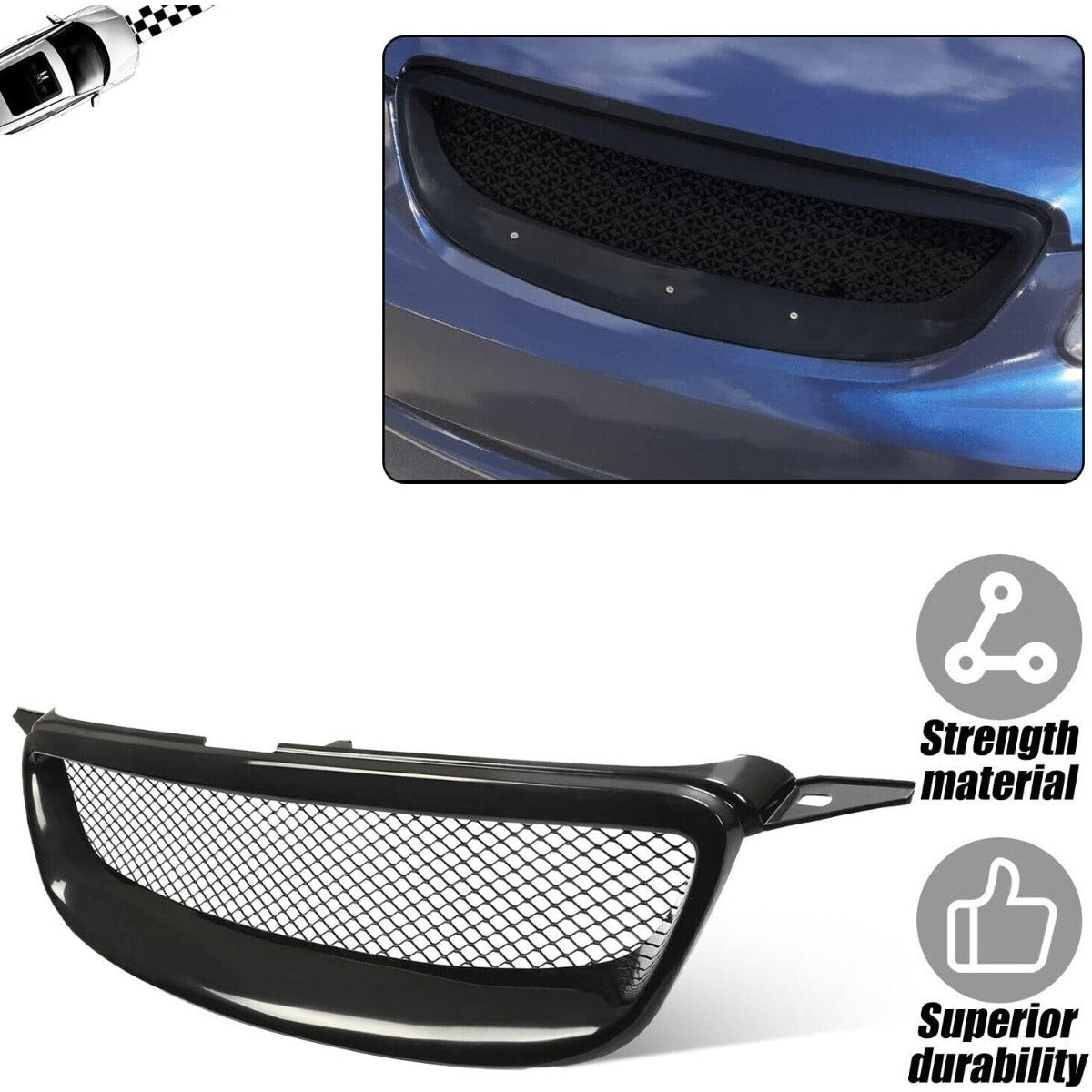 Front Bumper Grill Compatilbe with 2003-2006&2008 Toyota Corolla CE/LE/S/XRS Sedan 4-Door Front Hood Grille Black
