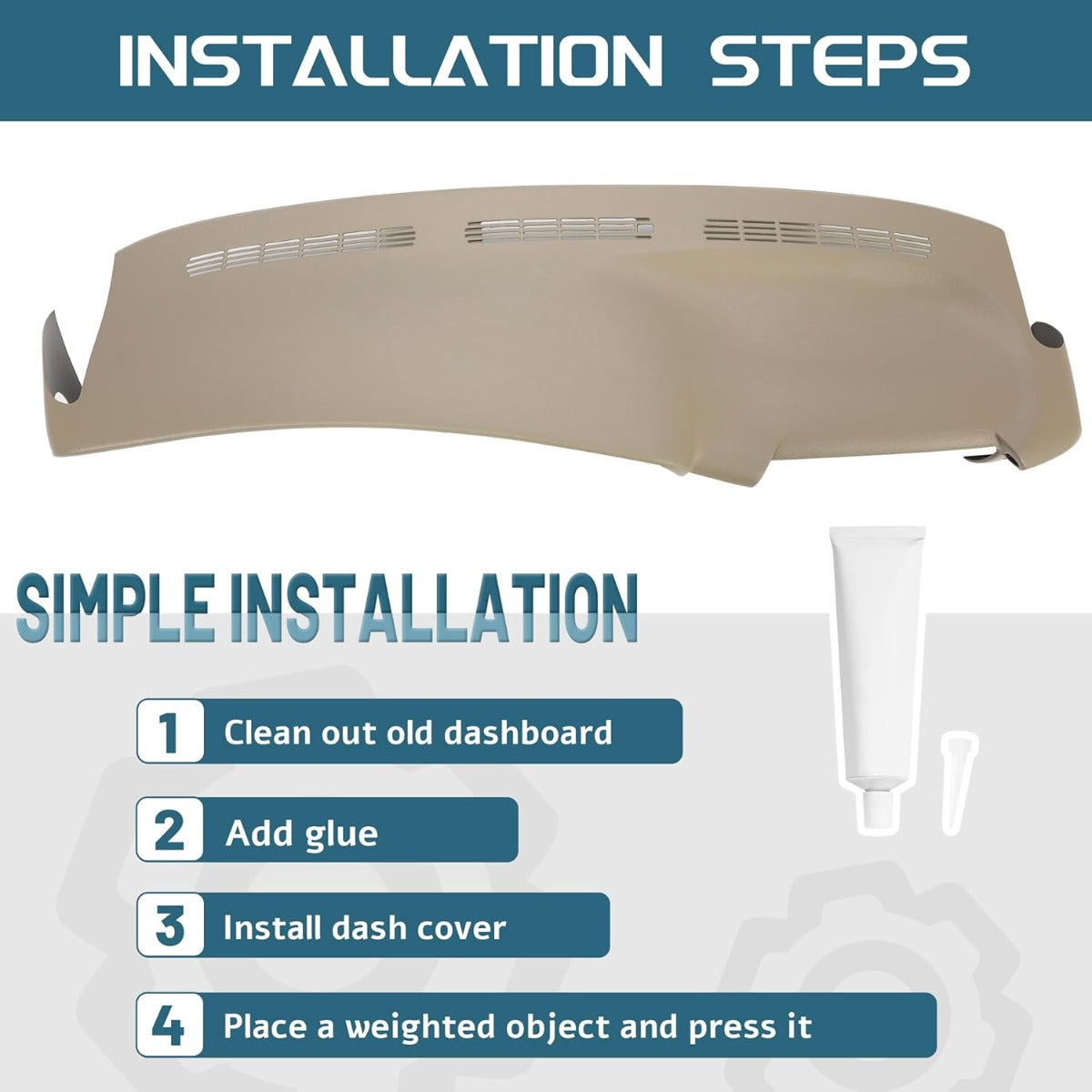 Dash Board Cover Compatible with 1999-2007 Chevy Tahoe/Suburban/Silverado/Avalanche GMC Yukon/Sierra 1500 2500 3500 Dashboard Cover Cap - Light Tan