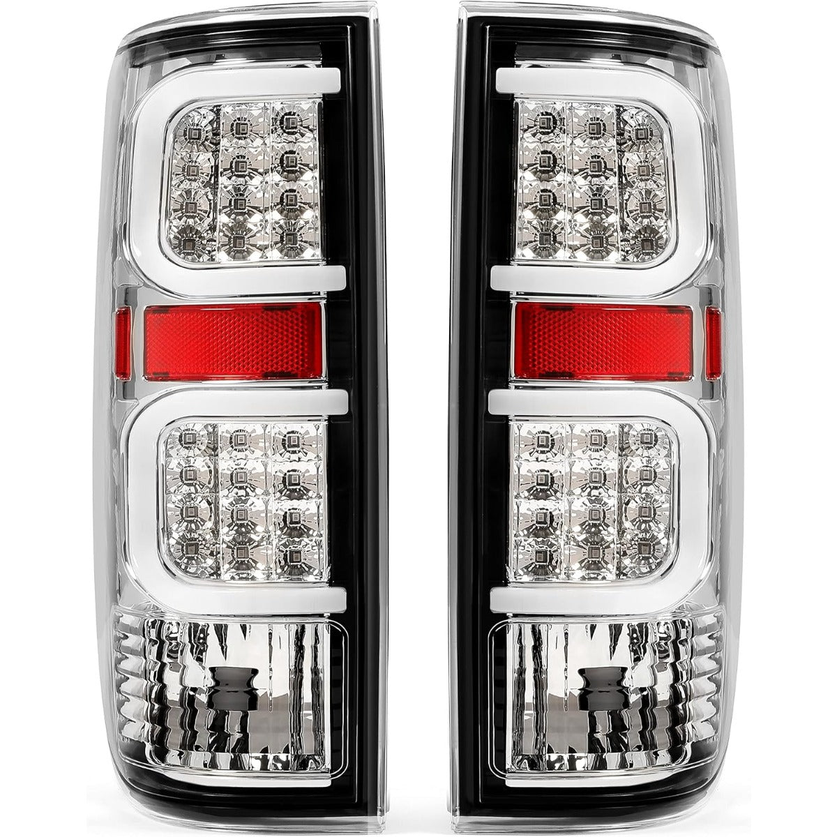 HECASA LED Rear Tail Light Compatible with 2009-2014 Ford F150 LED Tube Bar LH&RH Clear Lens lamp Plastic Running/Brake/Reverse Light Turn Signal Replacement for FO2818143