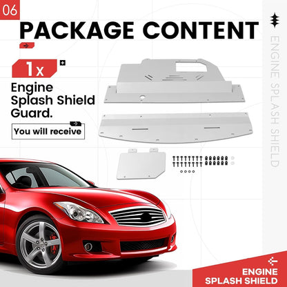 Engine Splash Shield Compatible with 2003-2009 Nissan 350Z 2003-2008 Infiniti G35 Aluminium Silvery Powder Coating Skid Plate Engine Cover Undercar Shield Guard